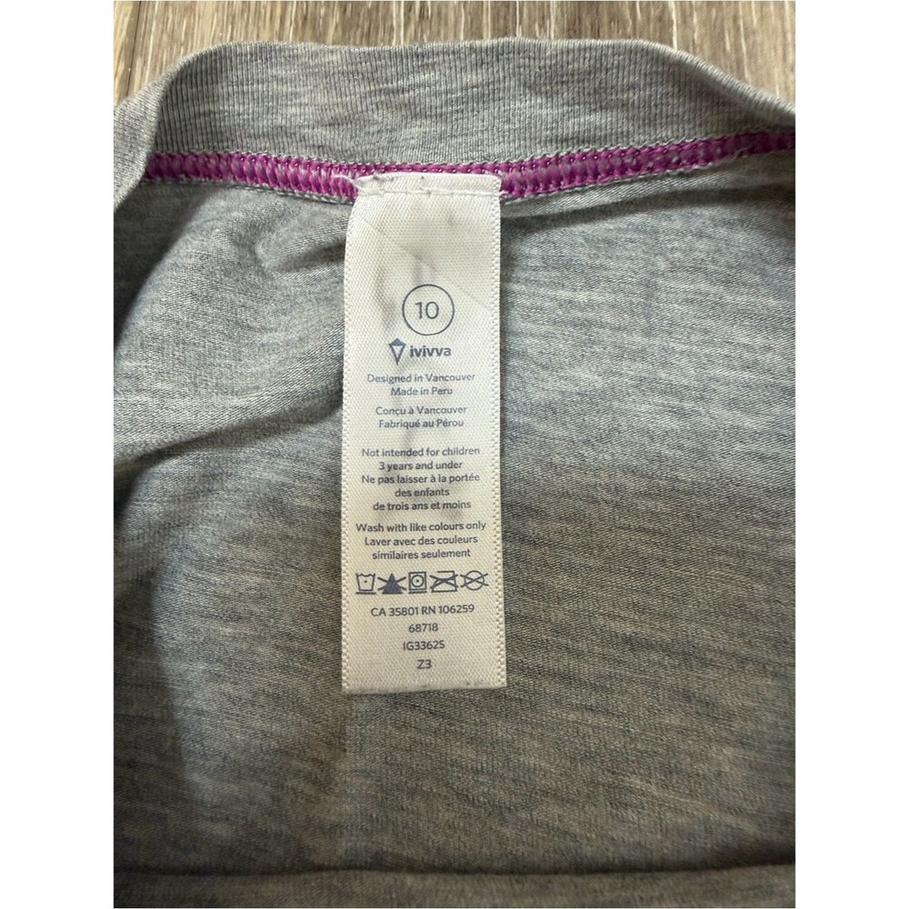 Ivivva-Lululemon Youth Heather Gray Long Sleeve Crew Top *Flawed* - Picture 4 of 7